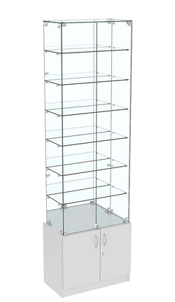 Узкая витрина с накопителем и зеркалом ИСТРА №34-600, Серый