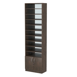 Стеллаж из ДСП с 9-ю полками 300x600 мм серии LEVEL-9 №5-2 (З/C - ЗЕРКАЛО), Дуб Венге