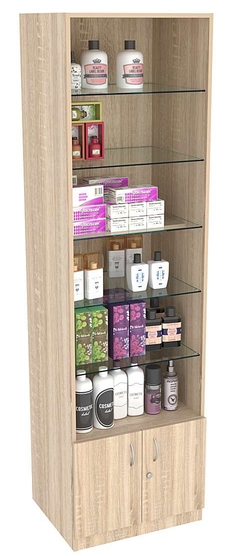 Витрина СЭСП-О №2-500 (З/C - ДВП) со стеклянными полками, Дуб сонома