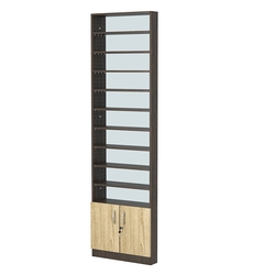 Стеллаж из ДСП с 9-ю полками 100x600 мм серии LEVEL-9 №1-2 (З/C - ЗЕРКАЛО), Дуб Венге + Дуб Сонома