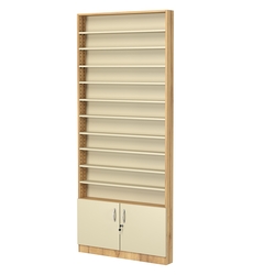 Стеллаж из ДСП с 10-ю полками 100x900 мм серии LEVEL-10 №8 (З/C - ДВП), Дуб Золотистый и Крем Вайс