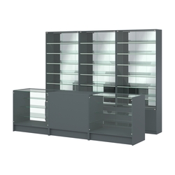 Комплект витрин с наклонными полками SL-6 №12-2 и прилавков ЭК-4, Темно-Серый