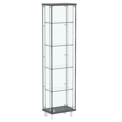 Витрина РОНДО с регулировочными полками №1-1-РЕГ на ножках (задняя стенка стекло), Темно-Серый