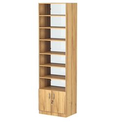 Стеллаж из ДСП с 6-ю полками 400x600 мм серии LEVEL-6 №7-1 (З/C - СТЕКЛО), Дуб Золотистый