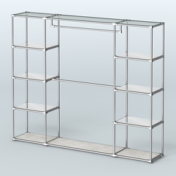 Торговая система ХРОМ без ДСП 2430 мм с зеркальными полками и поручнями №3, Метрополитан Грей