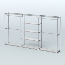 Торговая система ХРОМ без ДСП 3600 мм с зеркальными полками и поручнями №2, Серый