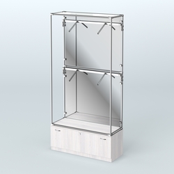 Торговая система ХРОМ (задняя стенка - зеркало) 1200 мм №3-1 с тумбой Т-11 и поручнями, Ясень Анкор светлый