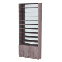 Стеллаж из ДСП с 10-ю полками 250x900 мм серии LEVEL-10 №11-2 (З/C - ЗЕРКАЛО), Ясень Анкор темный