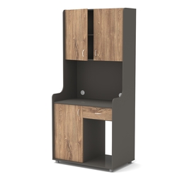 Офисная мини-кухня ЭЛЕГИЯ №5, Черный + Дуб Канзас Коричневый