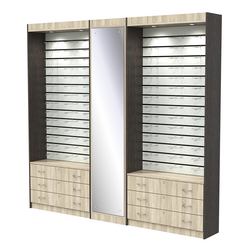 Комплект витрин под очки №11+1+11 (открытый доступ), Дуб Сонома + Дуб Венге