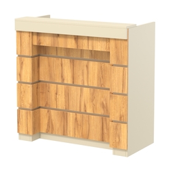 Торговый кассовый прилавок выкатной с утопленным фасадом №УФК-1-1, Крем Вайс и Дуб Золотистый