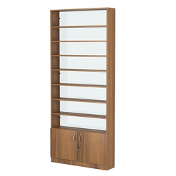 Стеллаж из ДСП с 7-ю полками 200x900 мм серии LEVEL-7 №10-1 (З/C - СТЕКЛО), Орех