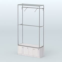 Торговая система ХРОМ без ДСП 1200 мм №4-3 с тумбой Т-15 и поручнями, Ясень Анкор светлый