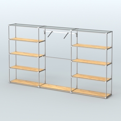 Торговая система ХРОМ без ДСП 3600 мм с полками ДСП и поручнями №9, Дуб Золотистый