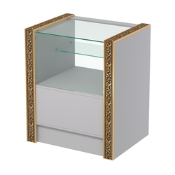 Недорогой прилавок малый с декоративными молдингами №ПДМ-3-600, Серый