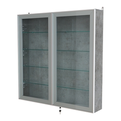 Витрина настенная №4-1А с узкими прозрачными полками серии Collecto, Бетон Чикаго светло-серый F186 ST9