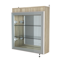 Витрина настенная №1-4А с подсветкой и зеркалом серии Collecto, Дуб Сонома