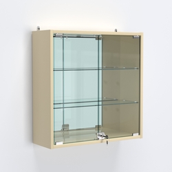 Витрина настенная №201-2А с зеркалом, Крем Вайс