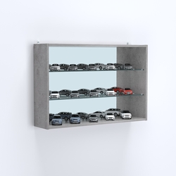 Витрина настенная №203-2Г с двумя полками из стекла и зеркалом, Серый