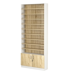 Стеллаж из ДСП с 9-ю полками 200x900 мм серии LEVEL-9 №10 (З/C - ДВП), Белый + Дуб Сонома