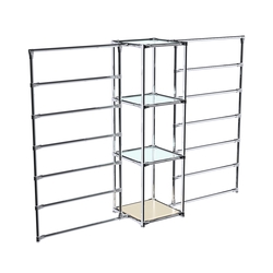 Хромированное вешало ГОРИЗОНТ №2-1 с полками стекло 6мм, Крем Вайс