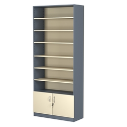 Стеллаж из ДСП с 6-ю полками 400x900 мм серии LEVEL-6 №14 (З/C - ДВП), Темно-серый + Крем Вайс