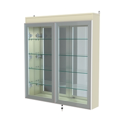 Витрина настенная №4-4А зеркальная с подсветкой серии Collecto, Крем Вайс