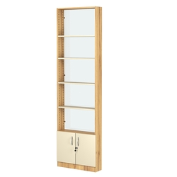 Стеллаж из ДСП с 4-мя полками 150x600 мм серии LEVEL-4 №2-1 (З/C - СТЕКЛО), Дуб Золотистый и Крем Вайс