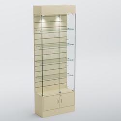 Витрина СЕТЬ №5-П с экономпанелью и полками, Крем Вайс