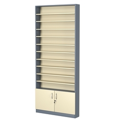 Стеллаж из ДСП с 10-ю полками 150x900 мм серии LEVEL-10 №9 (З/C - ДВП), Темно-серый + Крем Вайс