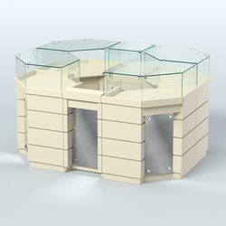 Торговый островок GOLD с зеркальным фасадом №1-1 (3,13 кв.м), Крем Вайс