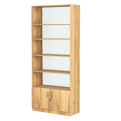 Стеллаж из ДСП с 4-мя полками 400x900 мм серии LEVEL-4 №14-1 (З/C - СТЕКЛО), Дуб Золотистый