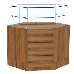 Торговый прилавок внутреннего угла с фасадными панелями №15Э-01, Орех