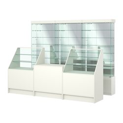 Комплект стеклянных витрин ИС-32 и прилавков ЭК-7, Белый