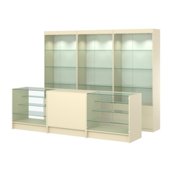 Комплект витрин ЭК-01 и прилавков ЭК-4, Крем Вайс