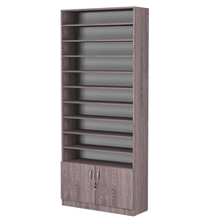 Стеллаж из ДСП с 10-ю полками 300x900 мм серии LEVEL-10 №12 (З/C - ДВП), Ясень Анкор темный