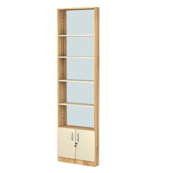 Стеллаж из ДСП с 4-мя полками 100x600 мм серии LEVEL-4 №1-2 (З/C - ЗЕРКАЛО), Дуб Золотистый и Крем Вайс