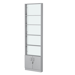 Стеллаж из ДСП с 4-мя полками 100x600 мм серии LEVEL-4 №1-1 (З/C - СТЕКЛО), Серый