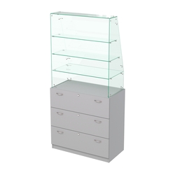 Прилавок с наклонным фасадным стеклом Селена-15, Серый