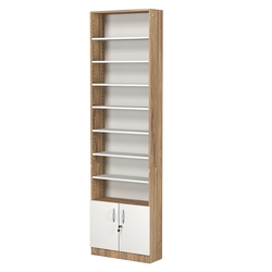 Стеллаж из ДСП с 7-ю полками 200x600 мм серии LEVEL-7 №3 (З/C - ДВП), Дуб Канзас коричневый + Белый