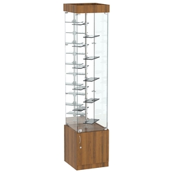 Стеклянная торговая витрина с миниатюрными тонированными полками Dark №4-2, Орех