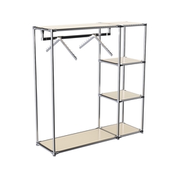 Хромированный стенд-вешало TD-43 №1-3 Хром с полками ДСП 16мм, Крем Вайс