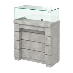 Торговый прилавок с утопленным фасадом и широкими ящиками №УФ-4-900, Метрополитан Грей