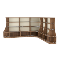 Угловой низкий стеллаж ГАРАНТ №3-О с ограничителями, Орех + Крем Вайс