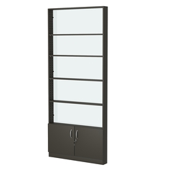 Стеллаж из ДСП с 4-мя полками 100x900 мм серии LEVEL-4 №8-1 (З/C - СТЕКЛО), Черный