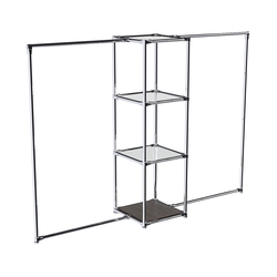 Хромированное вешало ЛИНИЯ №2-4 с зеркальными полками 4 мм, Дуб Венге