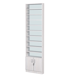 Стеллаж из ДСП с 10-ю полками 100x600 мм серии LEVEL-10 №1-2 (З/C - ЗЕРКАЛО), Ясень Анкор светлый