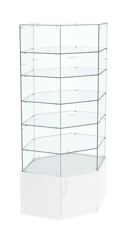 Витрина "Истра" угловая №9118, шестигранная (З.С-стекло) без дверей, Белый