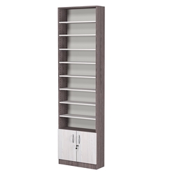 Стеллаж из ДСП с 8-ю полками 200x600 мм серии LEVEL-8 №3 (З/C - ДВП), Ясень Анкор темный + Ясень Анкор светлый