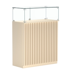 Торговый прилавок прямоугольный с планками и стеклянным колпаком ВЕРТИКАЛЬ №1, Крем Вайс